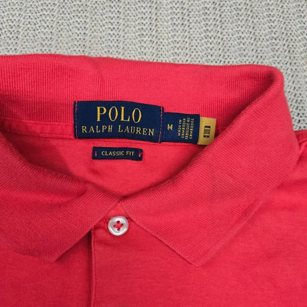 Polo Ralph Lauren Polo Shirt Mens Medium Pink Classic Fit Flesh Pony Logo